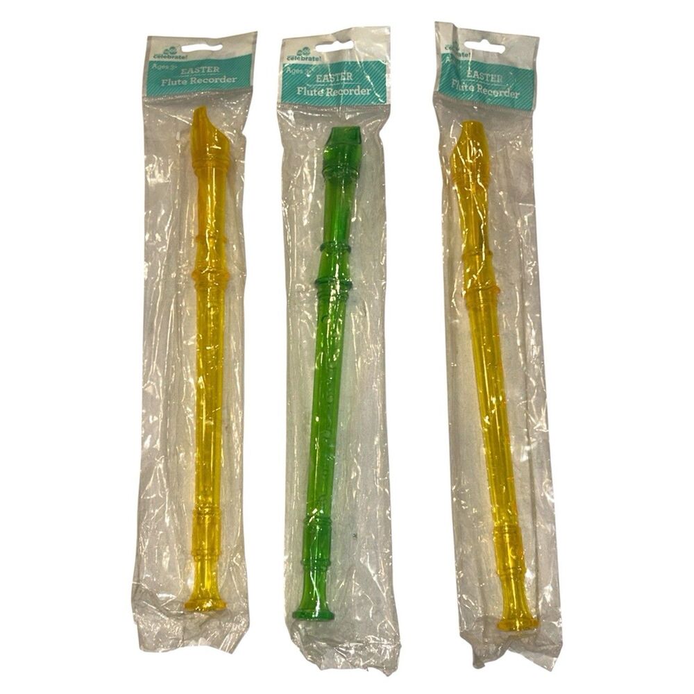 3x Easter Party Favor Filler Kids Plastic Flute Recorder